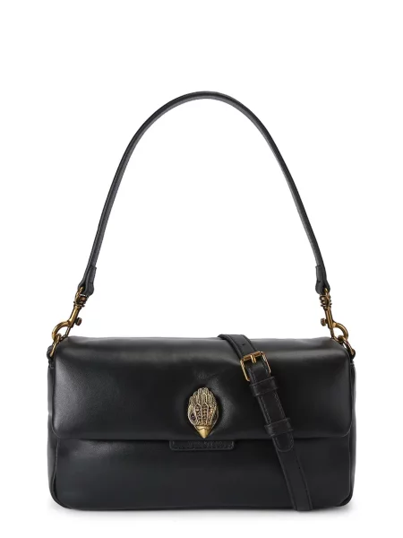Kurt Geiger London geantă poștaș de damă cu imitație de piele Oxford negru
