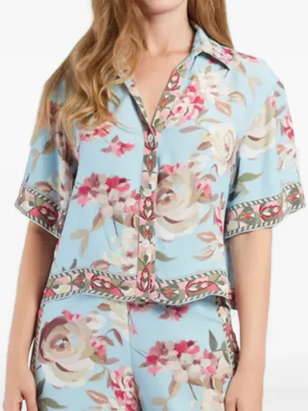 Cămașă Derhy cu model floral cu imagine albastru