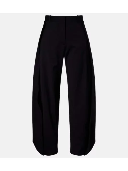Pantaloni Loewe de lână drapate cu picior lat negru