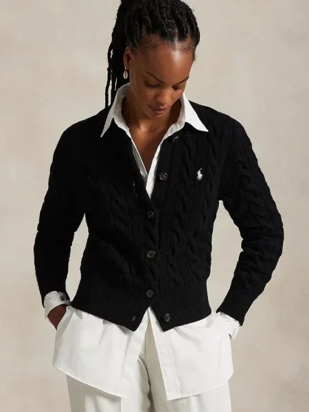 Polo Ralph Lauren cardigan pentru femei din lână negru