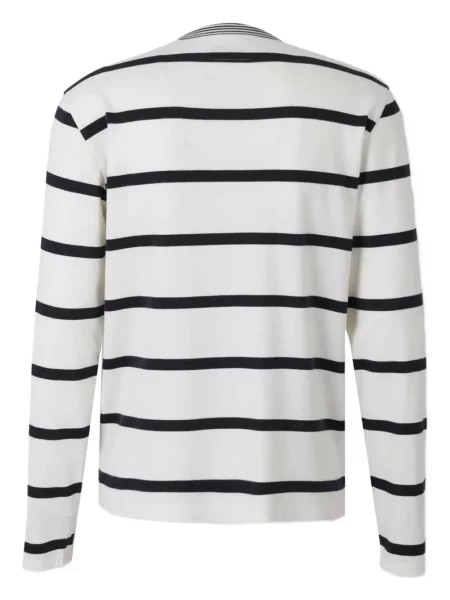 Tricou Officine Générale cu dungi lung alb
