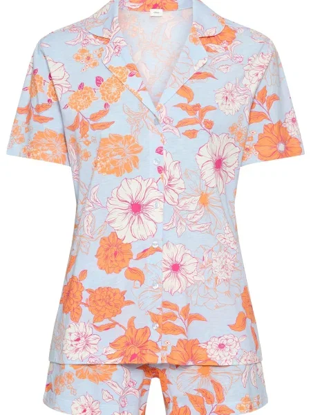 S.Oliver Pantaloni scurți azuriu / portocaliu deschis / roz / murdar alb