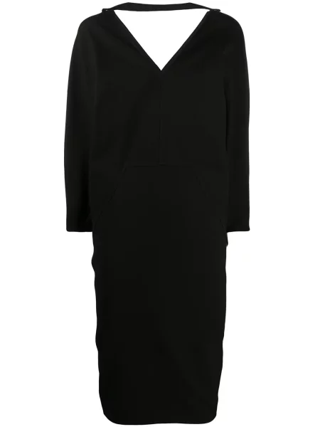 Rochie midi Rick Owens cu decolteu în V până la genunchi de costum negru