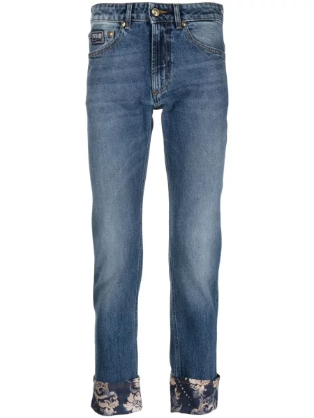 Decupat blugi Versace Jeans Couture cu model floral cu imagine albastru