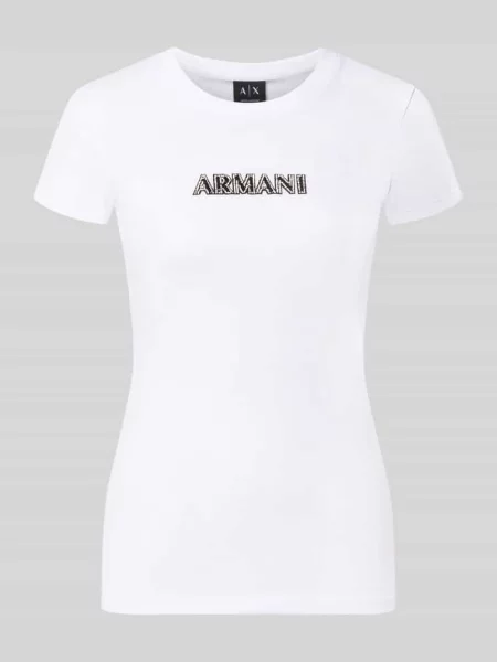 T-shirt o kroju slim fit z bawełny Armani Exchange biała