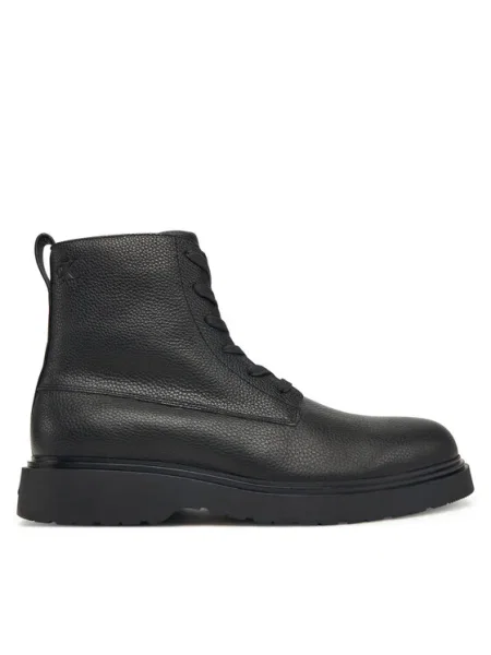 Calvin Klein Зимни обувки Combat Ess Lace Up Zip Boot Lth черен