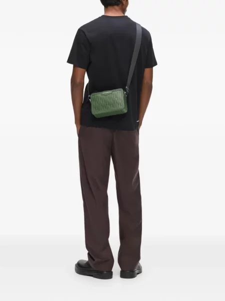 Kožna crossbody torba Karl Lagerfeld K/Monogram zelena