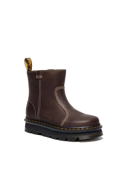 Botki Dr. Martens sznurowane koronkowe brązowe