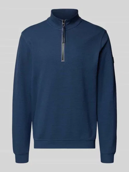 Bluza z kołnierzem o kroju regular fit ze stójką i zamkiem błyskawicznym Lerros granatowa