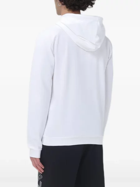 Kapucnis melegítő felső Ea7 Emporio Armani nyomtatás fehér