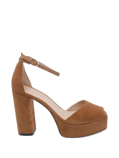 Pantofi cu toc Stuart Weitzman cu platformă cu baretă pe gleznă cu bretele maro