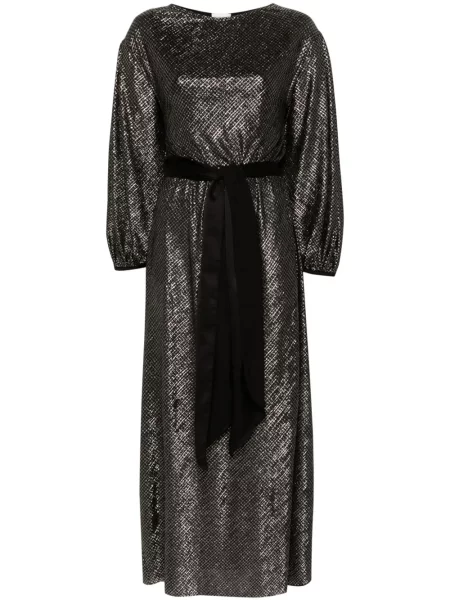 Maksi sukienka maxi Forte Forte w pepitkę garniturowa czarna