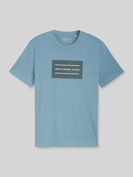 T-shirt o kroju regular fit z czystej bawełny Tom Tailor Denim niebieska