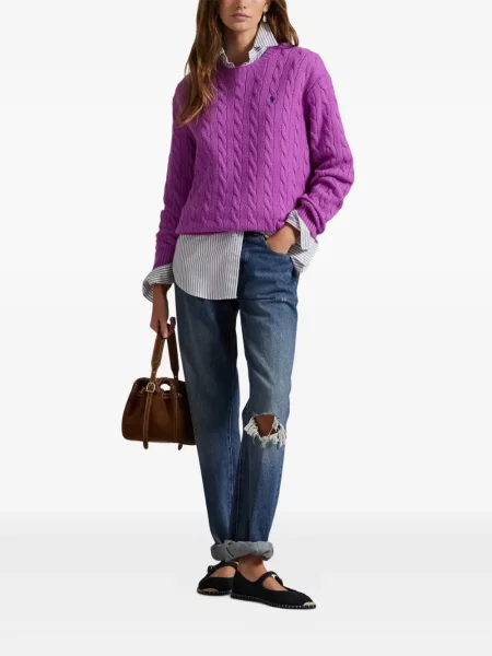 Căciulă Polo Ralph Lauren cu broderie cu dungi cowboy roșu