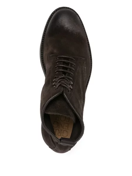 Botine Green George cu șireturi din piele de căprioară verde
