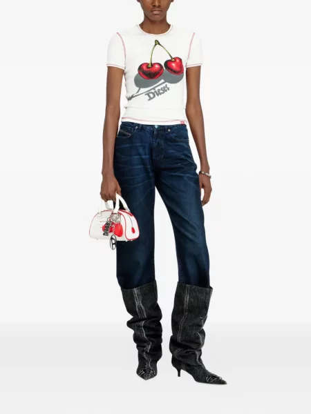 Tricou Diesel cu imagine alb