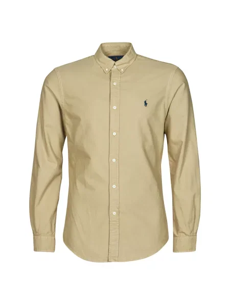 Srajca Polo Ralph Lauren z dolgimi rokavi keper bež
