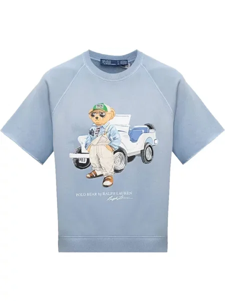 Kurtka jeansowa Polo Ralph Lauren z przetarciami wełniana ocieplana niebieska