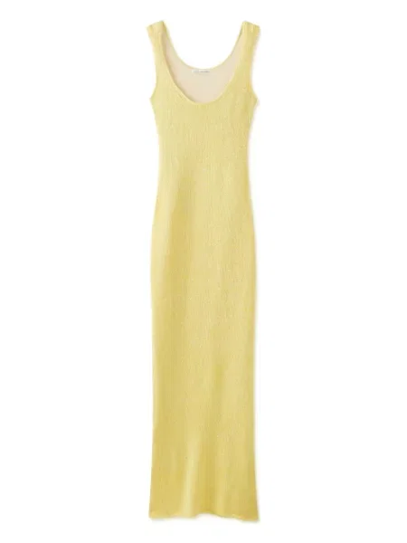 Rochie maxi Asta Resort cu decolteu în U de costum galben