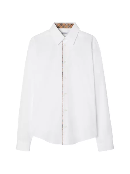 Cămașă Burberry în carouri clasică din poplin alb
