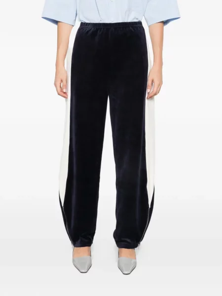 Pantaloni Tory Burch din velur alergare albastru