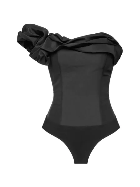 Body Post Meridiem cu volane cu un umăr gol negru