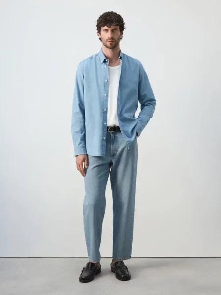 Koszula dżinsowa regular fit jasnoniebieski Mężczyzna XL MANGO MAN