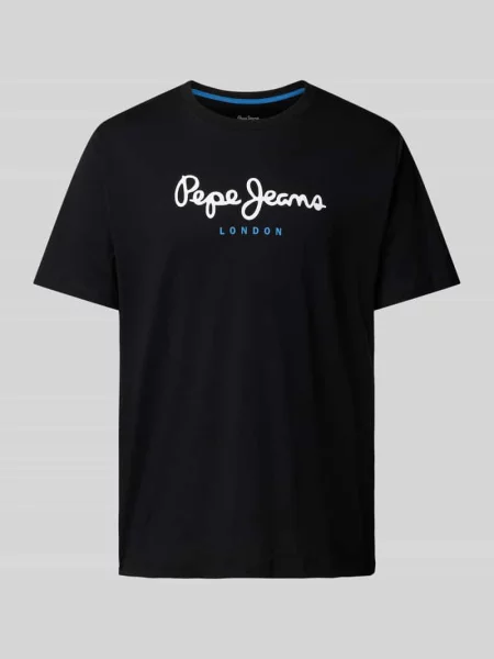 T-shirt z nadrukiem z logo model ‘EGGO’ Pepe Jeans czarna