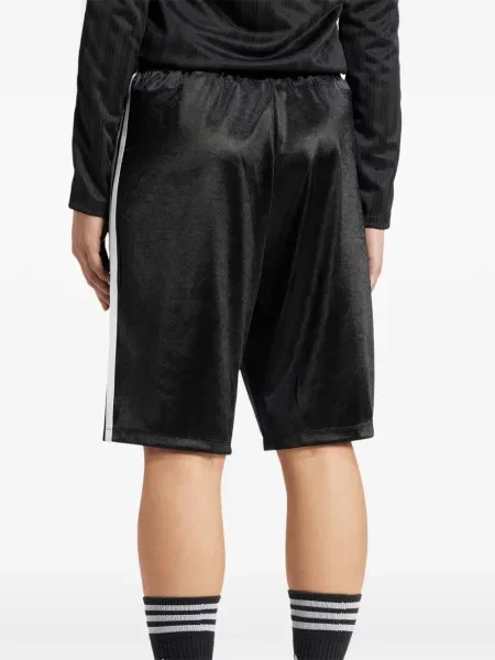 Pantaloni scurți Adidas cu dungi din satin negru