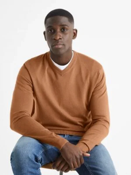 Пуловер Celio кафяво