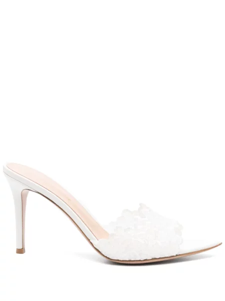Papuci tip mules Gianvito Rossi alb