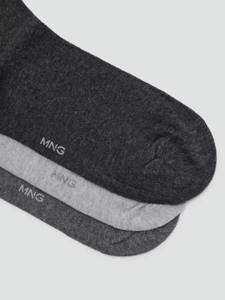 Zestaw 3 par długich bawełnianych skarpetek Mężczyzna MANGO MAN szary