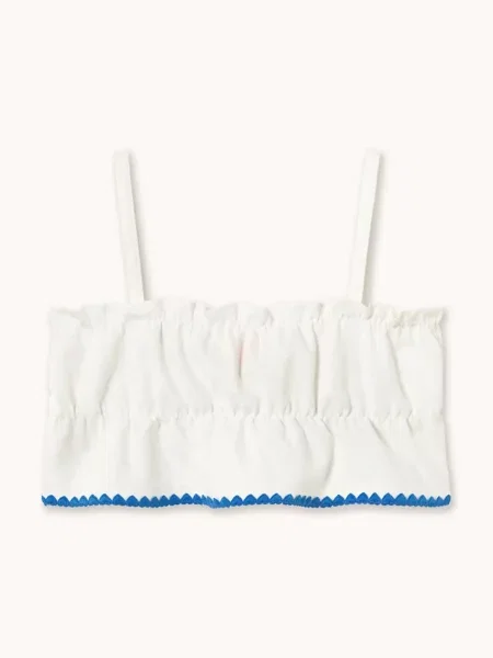 Tinycottons gyerek felső lenkeverékből SWANS BOWS LINEN TOP fehér