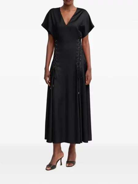 Rochie maxi Pinko cu șireturi din satin negru