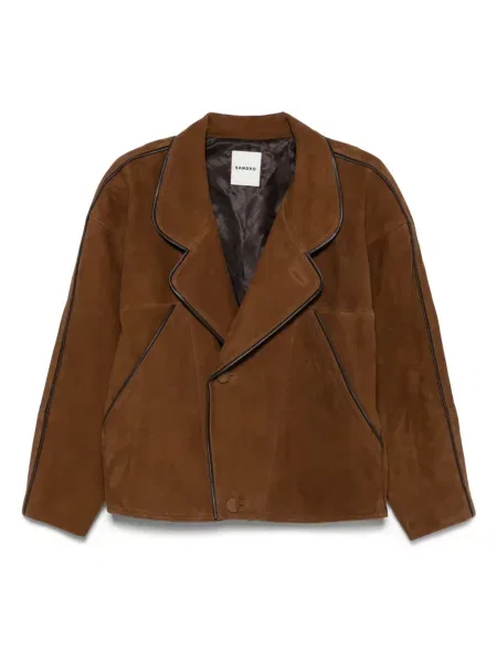 Geacă Sandro din piele de căprioară maro