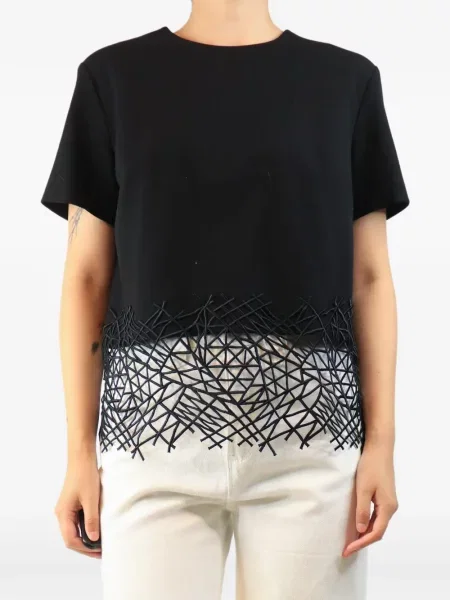 Krátký top Christopher Kane s výšivkou černý
