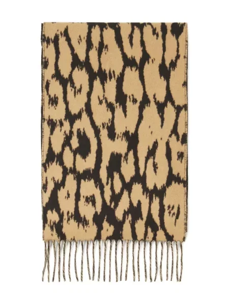 Fular Lanvin cu franjuri cu model leopard
