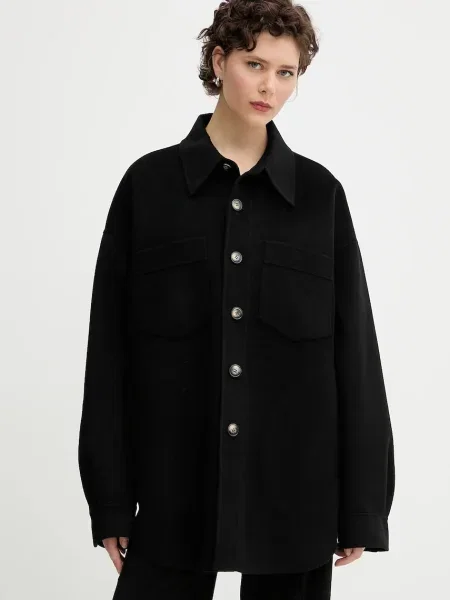 Nanushka kurtka koszulowa wełniana MARTIN czarna
