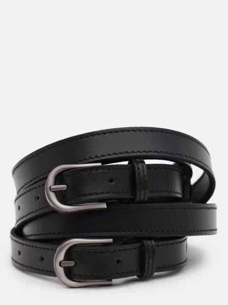 Кожаный ремень Borsa Leather с ремешками черный