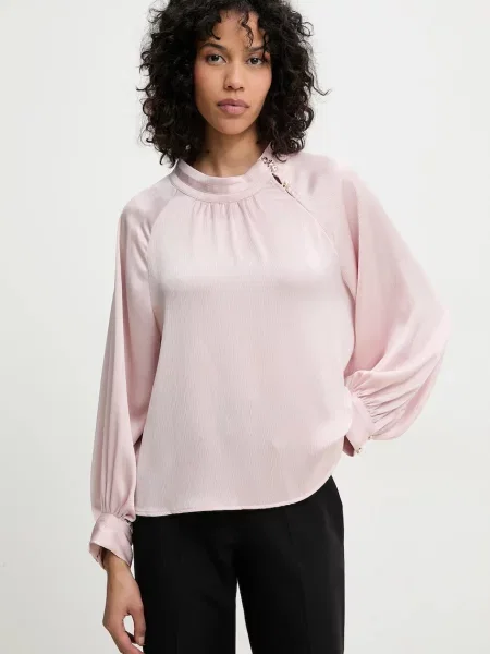 Блуза Answear Lab с изчистен дизайн розово