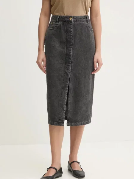 Sessun fusta jeans midi drept gri