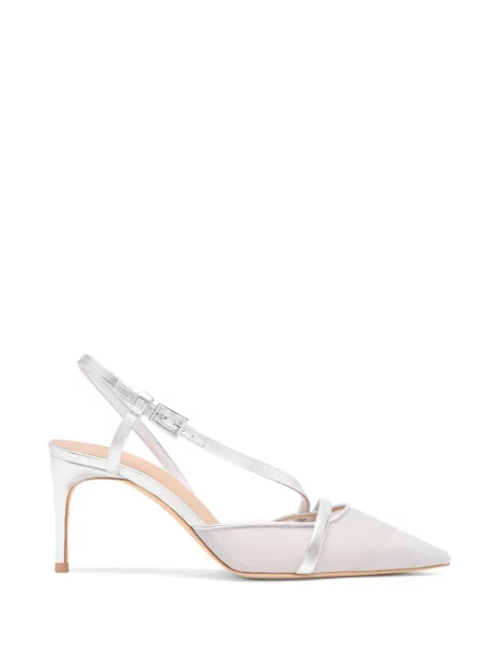 Pantofi cu toc Malone Souliers slingback din organza alb