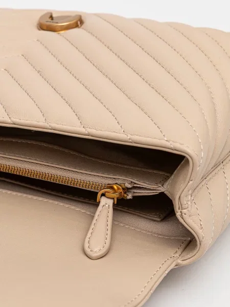 Pinko чанта crossbody дамска от кожа бежово