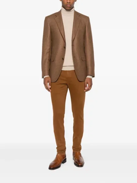 Pantaloni Dondup din țesătură twill maro