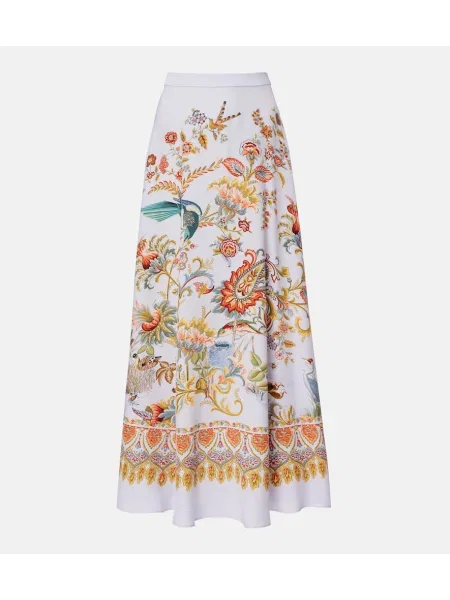 Fusta maxi Etro de mătase cu imagine albastru