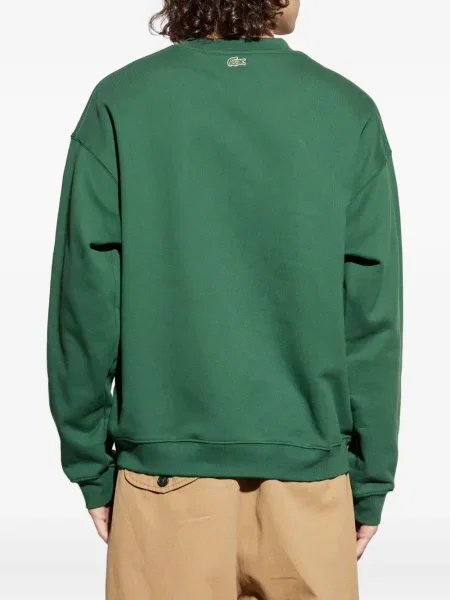 Hanorac din fleece Lacoste cu broderie din fleece verde