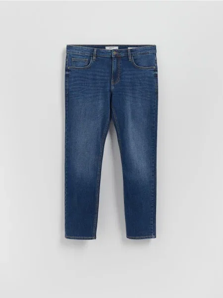 Reserved Blugi slim cu efect prespălat bleumarin