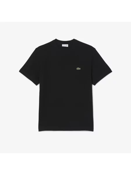 Lacoste T-Shirt Z Grubej Piki Bawełnianej I Lnianej czarny