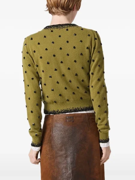 Cardigan Miu Miu cu broderie verde