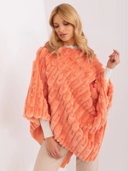 Poncho Wool Fashion Italia portocaliu